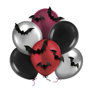 balões morcegos 6 balões latex com aplicações morcegos