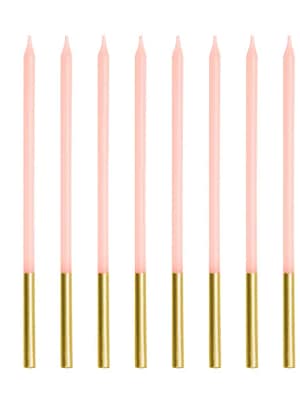 12 rosa 12 velas altas rosa/douradas