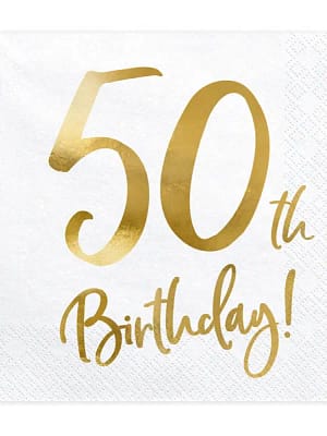 50 20 Guardanapos 50th ouro