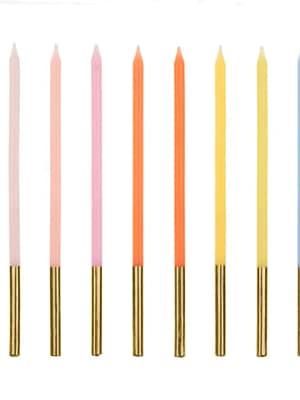cores 10 velas altas coloridas/douradas
