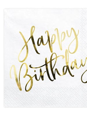 guard hbdo 20 Guardanapos Happy Birthday ouro