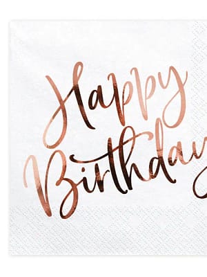 happybdrg 20 Guardanapos Happy Birthday rose gold