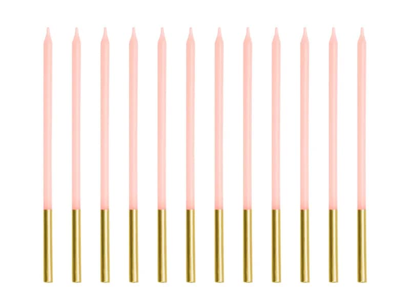 12 rosa 12 velas altas rosa/douradas