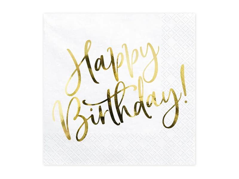 guard hbdo 20 Guardanapos Happy Birthday ouro