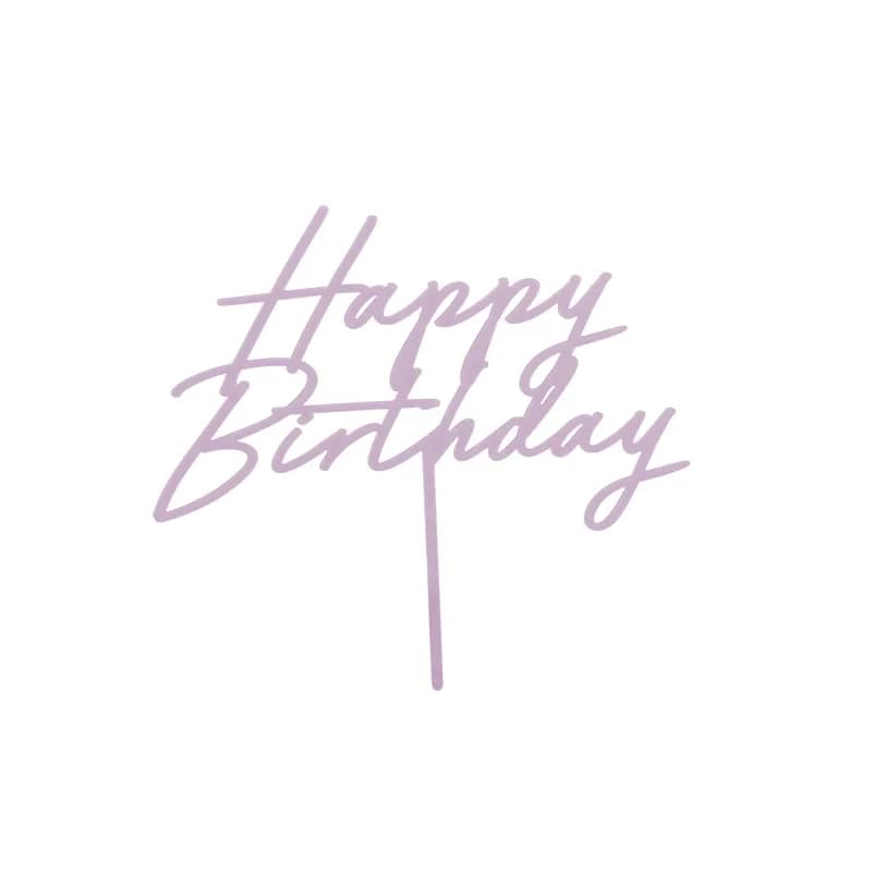 Birthday Lilas Topo de Bolo Happy Birthday Lilás