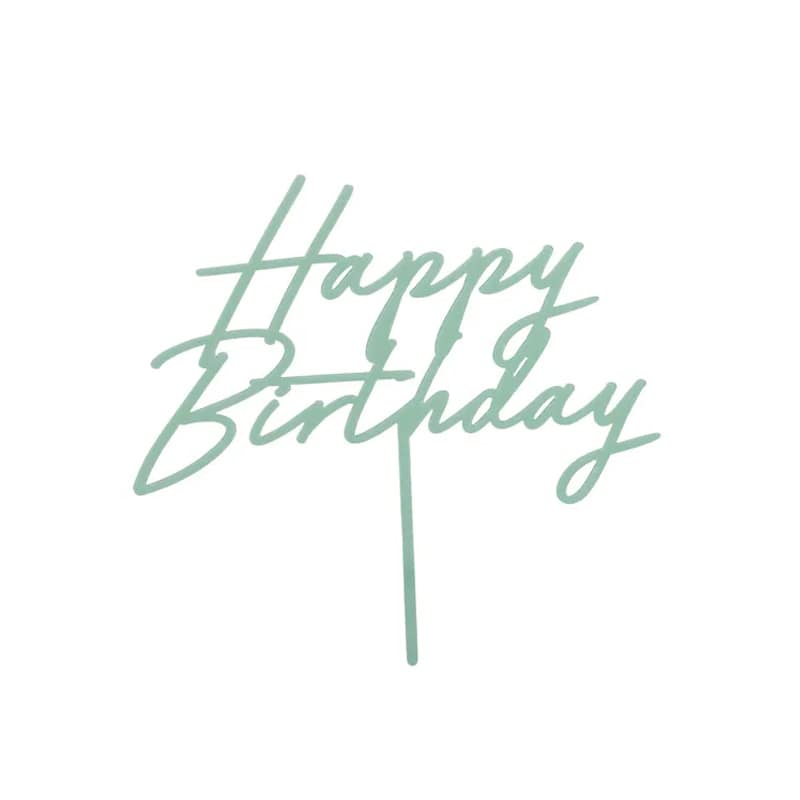 Birthday Verde Menta Topo de Bolo Happy Birthday Verde Menta