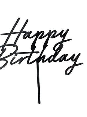 preto Topo de Bolo Happy Birthday Preto