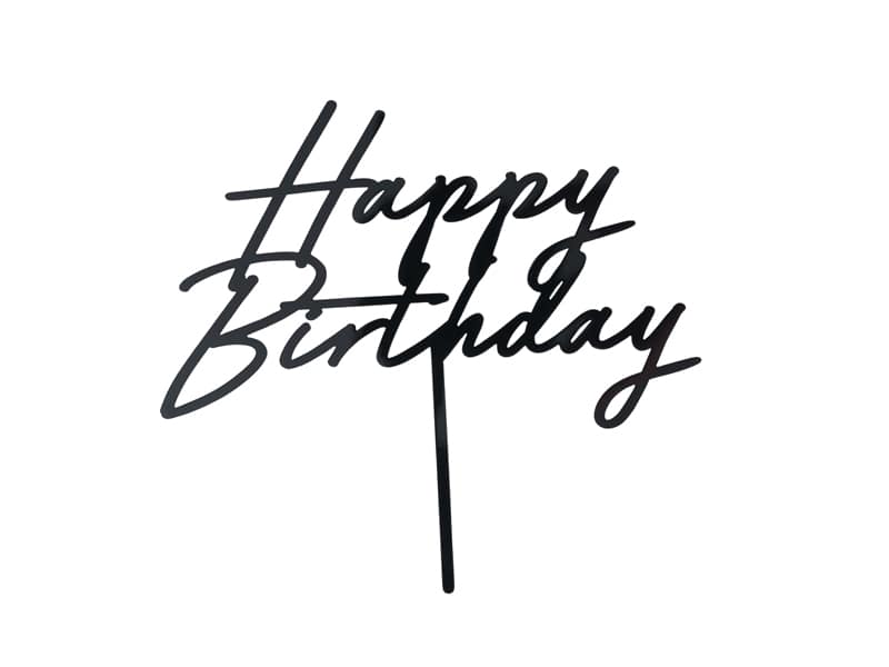 preto Topo de Bolo Happy Birthday Preto